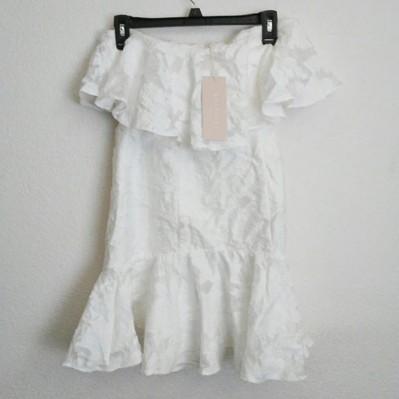 Keepsake Radar Ivory Floral Print Strapless Spring Summer Dress Size Small - Picture 3 of 7